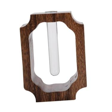 Imagem de Generic Vaso de vidro para plantas, terrário, estação de propagação criativa de plantas de madeira, suporte para vaso de flores de bonsai para casa, jardim,