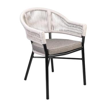 Imagem de Cadeira Área Externa de Alumínio Bear com Corda Naútica Preto/Amêndoa G56 - Gran Belo