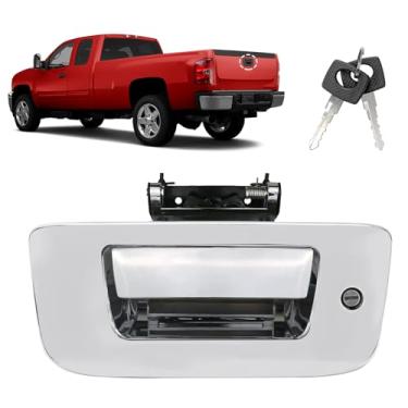 Imagem de Maçaneta cromada, trava traseira compatível com GMC Chevy Vehicle Silverado Sierra 1500 2007-2013, Sierra Silverado 2500 HD 3500 HD 2007-2014 Substituir # 22755305, 17802393
