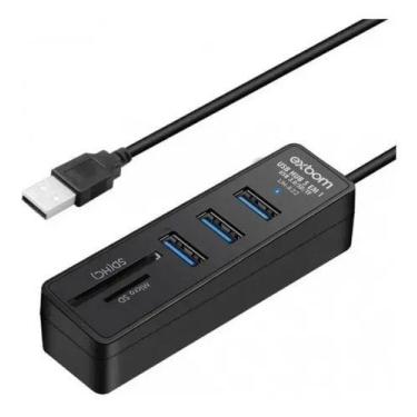 Imagem de Hub Usb 3.0 Combo 4 Portas Com Leitor Cartão Sd Micro Sd R32 - Exbom