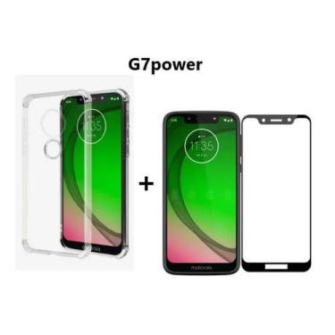 Imagem de Kit Capa Transparente + Película 3D Vidro para Motorola Moto G7 Power 