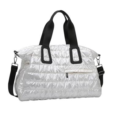 Imagem de UGPLM Bolsa de ginástica esportiva, bolsa de viagem Duffle elegante e leve para pernoite com alça de ombro para academia, fim de semana, acampamento, Branco