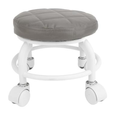 Imagem de Tamborete Plástico do Rolamento do Assento do Rolo Baixo da Capacidade de 300lbs, Assento Giratório de Baixa Altura de 360 ​​graus Com Roda Silenciosa para o Escritório, Garagem,
