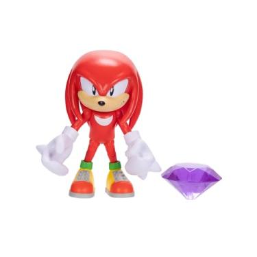 Imagem de Sonic the Hedgehog 4-inch Knuckles Action Figure with Purple Chaos Emerald Accessory. Ages 3+ (Officially Licensed by Sega)
