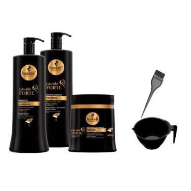 Imagem de Kit Haskell Cavalo Forte Shp Cond 1L Máscara 500g  +Cumbuca