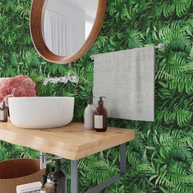 Imagem de Papel de Parede 6M Adesivo Samambaia Verde Auto Colante Jardim Inglês 