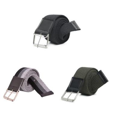 Imagem de kit 3 cinto masculino largo lona fivela pino - SPORT, Preto, Cinza, Ve
