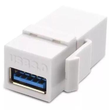 Imagem de Kit 10 Conectores Keystone USB 3.0 Embutir Branco - Tblackrox