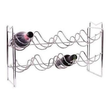 Imagem de Adega Empilhável 8 Garrafas Vinho Suporte Cromado Jomer 8810