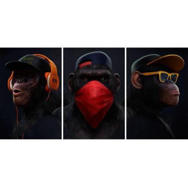 Imagem de Kit 3 Placas Decorativas Quadros Geek Macacos Sábios Gamer - Cool