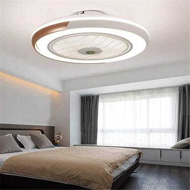 Imagem de Ventilador de teto com lâmpada Ventilador de teto com ing 40W Ventilador invisível moderno LED Controle remoto de teto regulável Ultra-silencioso pode cronometrar ventilador lustre lâmpada d