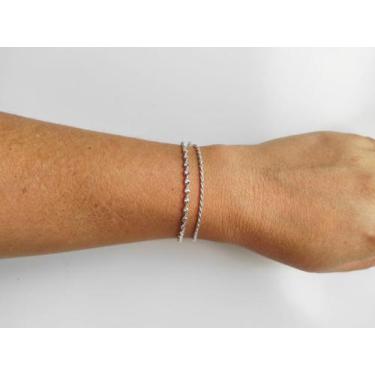 Imagem de Kit 2 Pulseiras Femininas Torcida E Baiana Maciça Prata 925 - DR Joias