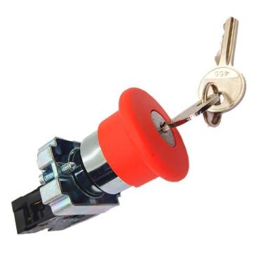 Imagem de Kit 2 Botão de Emergência Cogumelo com Chave para Destravar de Metal V