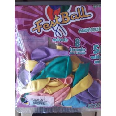 Imagem de Balao 8 redondo fest bal sortido candy - DelRei ind artefatos latex