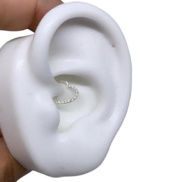 Imagem de Piercing Daith Coração Prata 925 Orelha Esquerda e Direita - RaraSteel