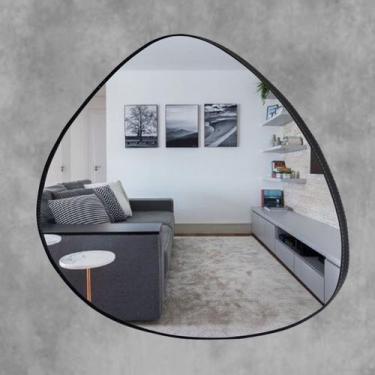 Imagem de Espelho Decorativo Parede Organico com Moldura em Couro Lapidado Quali