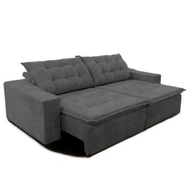 Imagem de Sofá Amazonas 300 cm Retrátil com Molas Suede Veludo Light Cinza - Sof