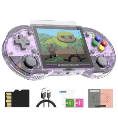 Imagem de Dosnura RG353PS Handheld Game Console Linux OS 3.5-inch IPS Screen RK3566 64bit 128G TF Card 4452 Classic Games Built in 3500mAh Battery Support Bluetooth Controller WIFI Online PK HD(RG353PS-Purple)