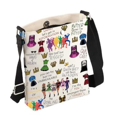 Imagem de FEELMEM Six The Musical Gift Broadway Six Queen Bolsa transversal Seis Rainhas Presente para Fãs Musicais Broadway Presente para Amantes, Bege
