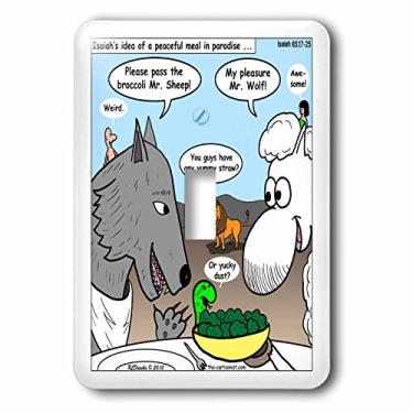 Imagem de 3dRose lsp_19587_1 Isaías 65 17 25 hambúrgueres de tofu de queijo no paraíso Bíblia Terra céu paraíso lobo ovelha cordeiro interruptor de alavanca única