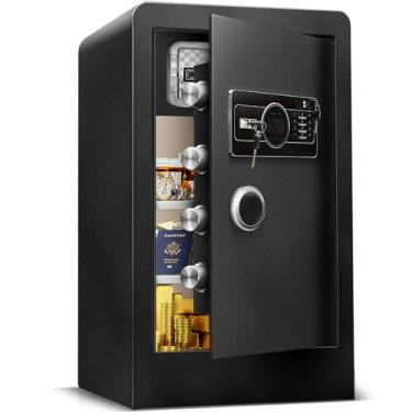 Imagem de Seguro [Fiel ao tamanho] Cofre doméstico extragrande de 8,1 filhotes, à prova de fogo, à prova d'água, cofre de segurança residencial com alerta inteligente antifurto, à prova de fogo, seguro para