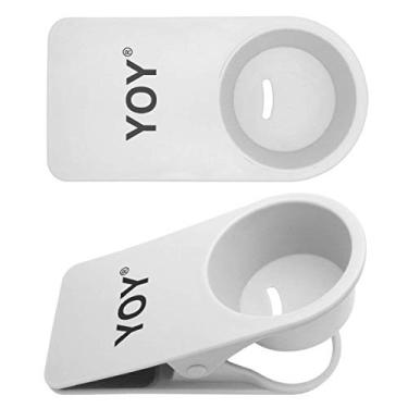 Imagem de YOY 2 peças para mesa de escritório em casa com clipe grande para bebidas, refrigerante, caneca de café, design de pires, branco