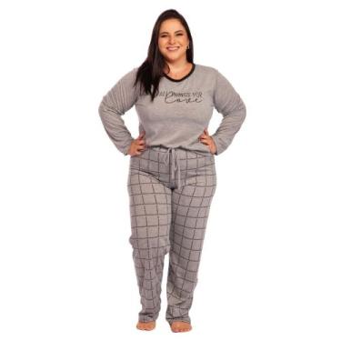 Imagem de Pijama Feminino Plus Size Longo Inverno Frio Blusa e Calça - Prikéta P
