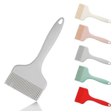 Imagem de Pincel grande de silicone para cozinhar, resistente ao calor e lavável na lava-louças, escova de óleo extra larga para espalhar molhos, marinada, manteiga, assar, grelhar churrasco (cinza)