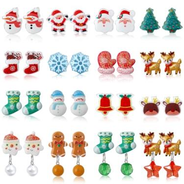 Imagem de DEVIENG Conjunto de brincos hipoalergênicos para meninas e crianças, adequado para crianças de 4 a 12 anos, conjunto de brincos fofos e pequenos clipes em brincos, joias e presentes, Small, Resina,