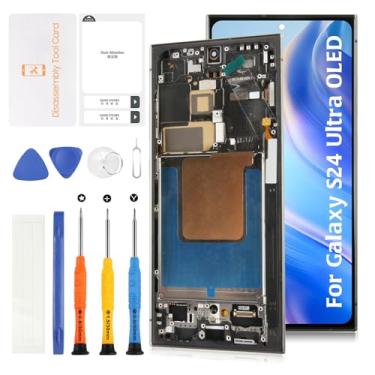 Imagem de Olivechard Tela LCD OLED Galaxy S24 Ultra 17.2 cm + Moldura Titânio Preto/Azul/Verde Substituição para S928U S928A para Samsung Galaxy S24 Ultra Display Touch Digitalizador Montagem (Suporte para