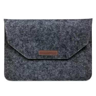 Imagem de Bolsa de feltro para laptop, tablet PC, capa ultrafina para transporte empresarial, bolsa protetora, envelope fino compatível com Apple MacBook, notebook Acer Dell HP Microsoft (cinza escuro, 35.6 cm)