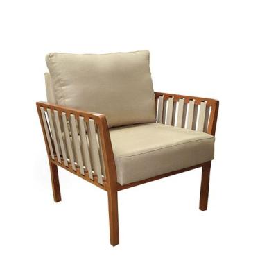 Imagem de Poltrona decorativa luxo  califórnia dora bela, Bege Linho 1006