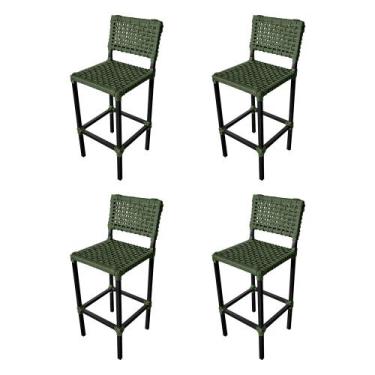 Imagem de Kit 4 Banquetas França Aluminio com Corda Naútica Verde Musgo  - ATHEN
