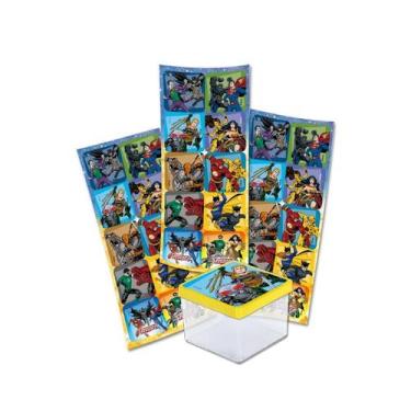 Imagem de Adesivo Quadrado para Lembrancinha Festa Liga da Justiça - 30 unidades