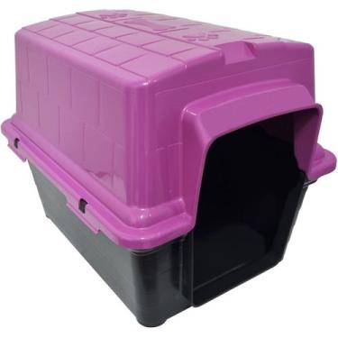 Imagem de Casa Casinha Cachorro Cães Plástico Raças Porte Pequeno 2 Em 1 N2 Rosa