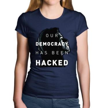 Imagem de Baby Look Algodão Our Democracy Has Been Hacked - Foca na Moda, Marinh