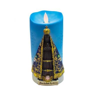 Imagem de Nossa Senhora Aparecida Luminária Vela 17.5cm - Enfeite Resina - Genér