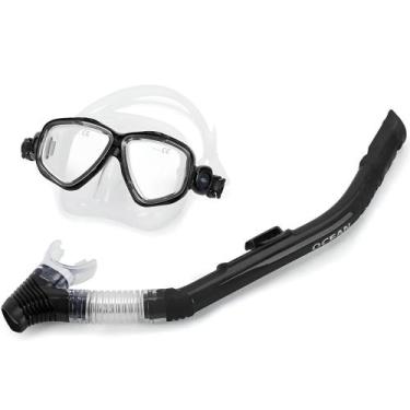 Imagem de Kit Máscara e Snorkel de Mergulho Ocean Preto - Mormaii