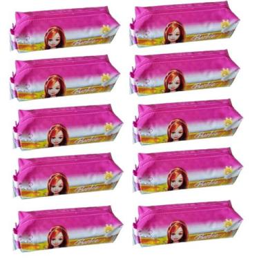 Imagem de Kit 10  Estojo Escolar De Lápis Necessaire Infantil Barbie - Sestini
