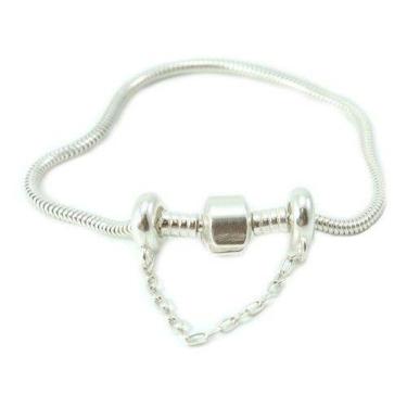 Imagem de Pulseira Berloqueira Com Trava Prata Legitima 925 - Lojas La&Ny, 21 cm