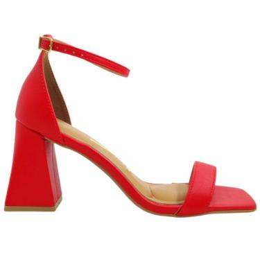 Imagem de Sandália Feminina Casual Social Dia a Dia Passeio Trabalho Calcanhar Fechado Salto Alto Grosso Bico Quadrado Vizzano 6464.102