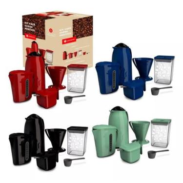 Imagem de Kit Café Super Prático Garrafa Leiteira Suporte Filtro 6 Pçs Unitermi,