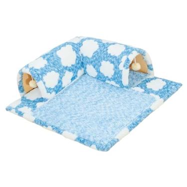 Imagem de IEUDNS Pet Cat Túnel Cama Esconderijo com Jogando Bola Brinquedo Respirável Kitty Caverna Interativa para ouriços Furões Pet Supplies Hamster, L Size Blue