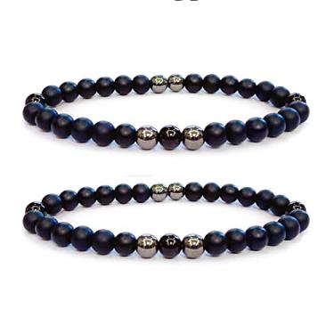 Imagem de Tornozeleira Obsidiana Preta Anti-Swe_Lling, Tornozeleira Ajustável We_ight Loss Pulseira Preta, Tornozeleira Feng Shui Obsidiana Preta para Alívio da Dor nos Pés Joias para Homens/Mulheres (2 peças),