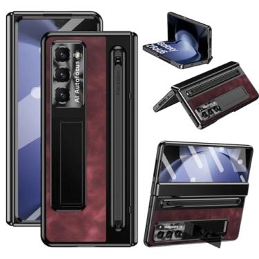 Imagem de YQODSZ Capa para Samsung Galaxy Z Fold 6 2024 com suporte para caneta S e caneta stylus fina preta, ZFold6 com proteção de dobradiça, suporte, protetor de tela, capa protetora de couro retrô para Z