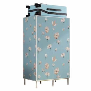 Imagem de Guarda-roupa Armário de guarda-roupa aberto, simples e moderno, tecido oxford, tubo de aço, resistente, durável, montado, para quarto, sala de aluguel armário