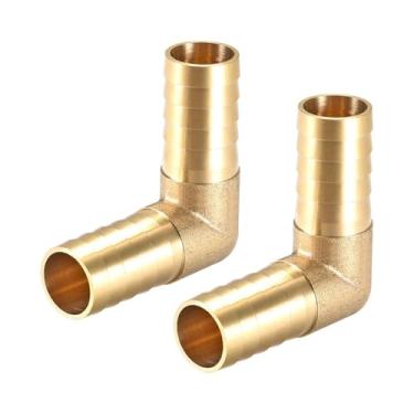 Imagem de Boxonly Conector de mangueira de latão 12 mm metal extremidade dupla 90 graus ângulo reto cobre pagode junta mangueira de ar combustível junção tubo de água tubo de gás encaixe de mangueira 2 peças