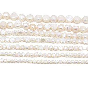 Imagem de Pérolas naturais cultivadas em água doce 8-9 mm contas soltas para fazer joias DIY colar pulseira branca 35,5 cm pacote com 2 fios