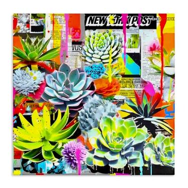 Imagem de Stupell Industries Design de arte de parede em tela Urban Graffiti Succulents por Jess Stempel, 17 x 17