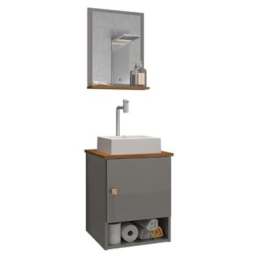 Imagem de Gabinete Banheiro Lima Cuba Tulipa Bco Torn Valv Click Inox Cor: Titanium/Nature